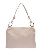 Sac bandoulière en cuir Amandine beige - 25.5x35cm