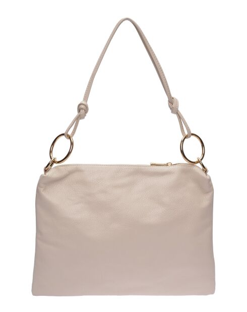 Sac bandoulière en cuir Amandine beige - 25.5x35cm