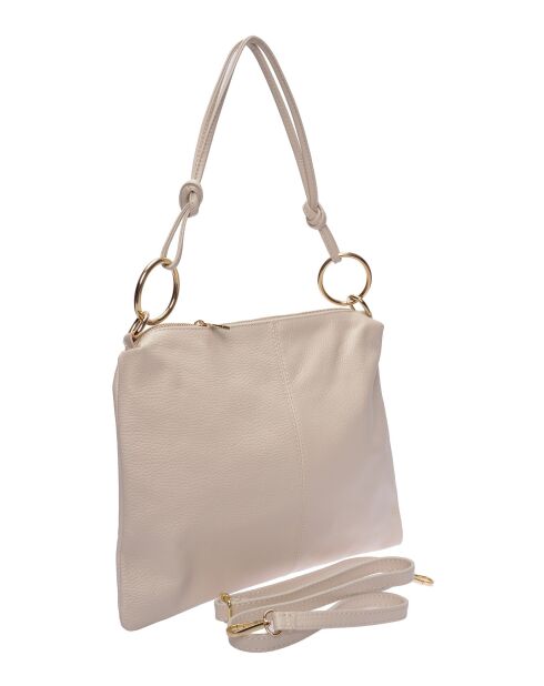 Sac bandoulière en cuir Amandine beige - 25.5x35cm
