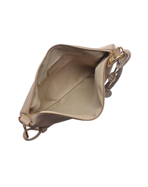 Sac bandoulière en cuir Amandine beige - 25.5x35cm