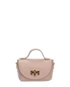 Isadora Schultertasche aus puderfarbenem Leder - 13x19x9 cm