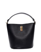 Bolso Aurora de piel negra - 23x22,5x15 cm