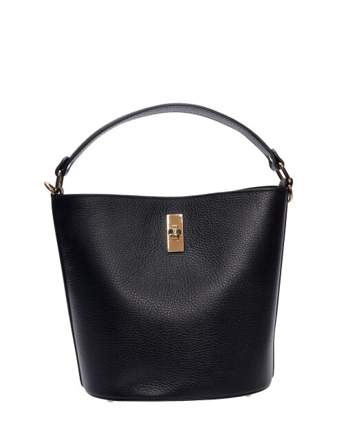 Bolso Aurora de piel negra - 23x22,5x15 cm