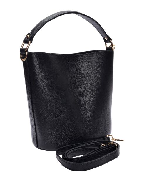 Bolso Aurora de piel negra - 23x22,5x15 cm