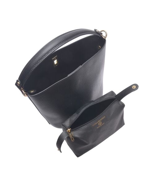 Bolso Aurora de piel negra - 23x22,5x15 cm