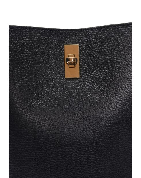 Bolso Aurora de piel negra - 23x22,5x15 cm