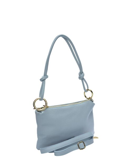 Sac bandoulière en cuir Salomé céleste - 16x25cm