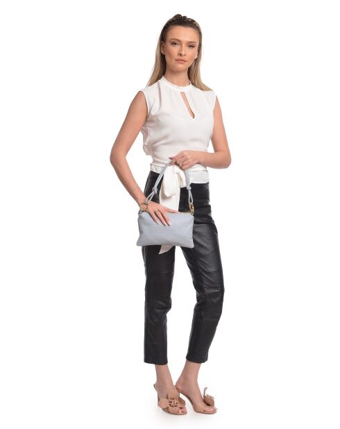 Sac bandoulière en cuir Salomé céleste - 16x25cm