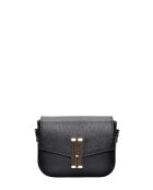 Bandolera Philomena de piel negra - 15x20x6 cm