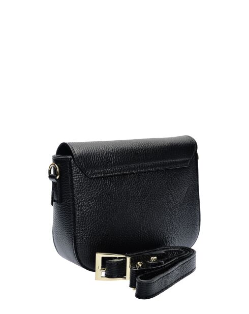 Bandolera Philomena de piel negra - 15x20x6 cm