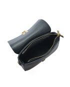 Bandolera Philomena de piel negra - 15x20x6 cm