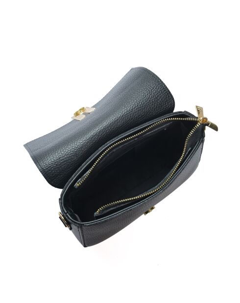 Bandolera Philomena de piel negra - 15x20x6 cm