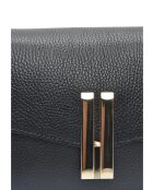 Bandolera Philomena de piel negra - 15x20x6 cm