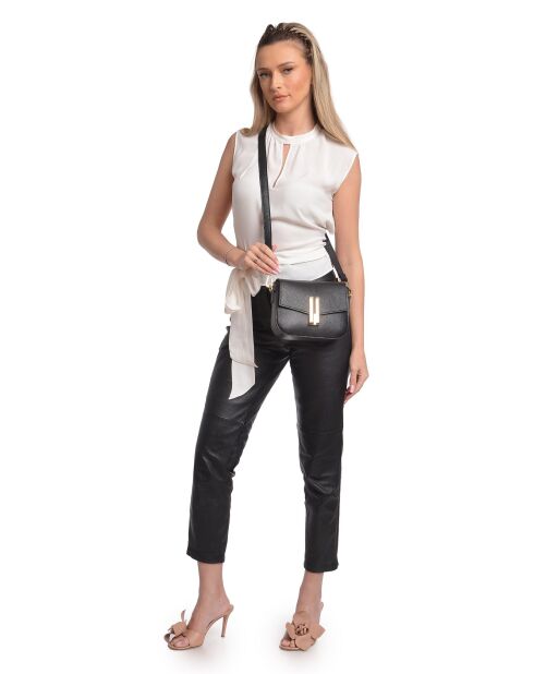 Bandolera Philomena de piel negra - 15x20x6 cm