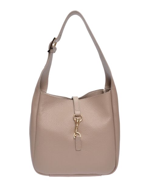 Leonor modderleren handtas - 20,5x21x8 cm