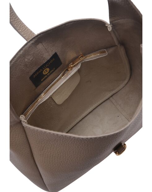 Leonor modderleren handtas - 20,5x21x8 cm