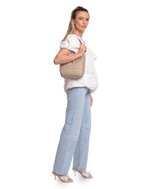 Leonor modderleren handtas - 20,5x21x8 cm