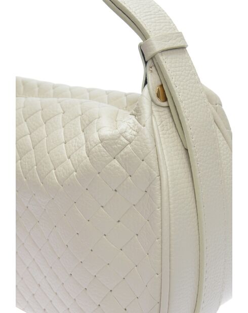 Bolso Calista de piel beige - 15x29,5x9 cm