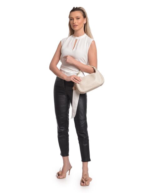 Bolso Calista de piel beige - 15x29,5x9 cm