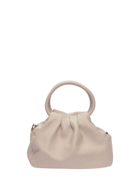 Mila beigefarbene Lederhandtasche - 16x22x12 cm