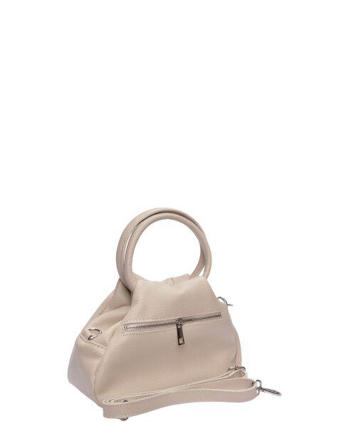 Mila beigefarbene Lederhandtasche - 16x22x12 cm