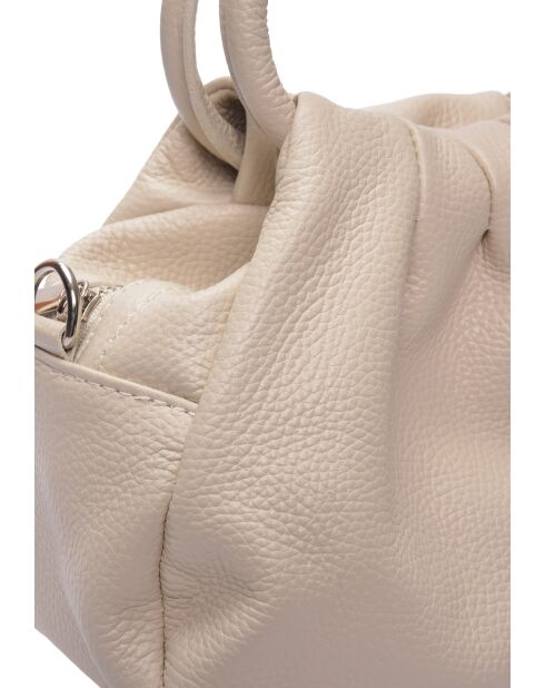 Mila beigefarbene Lederhandtasche - 16x22x12 cm