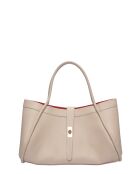 Sac bandoulière en cuir Victoria beige - 23x37.5x14 cm