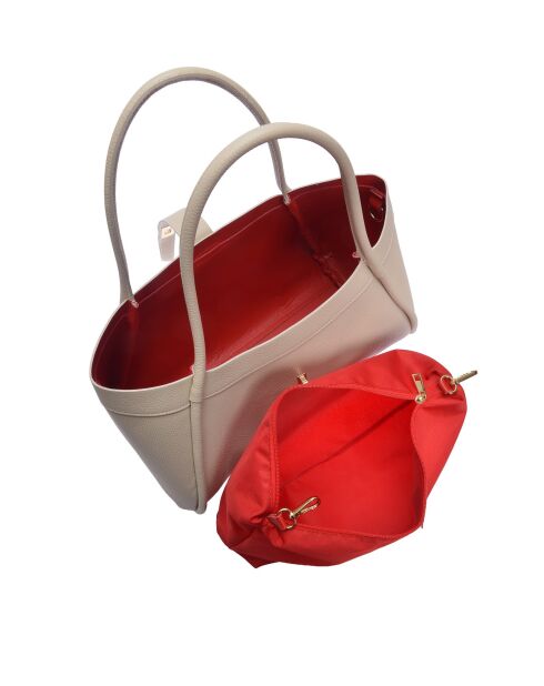 Sac bandoulière en cuir Victoria beige - 23x37.5x14 cm