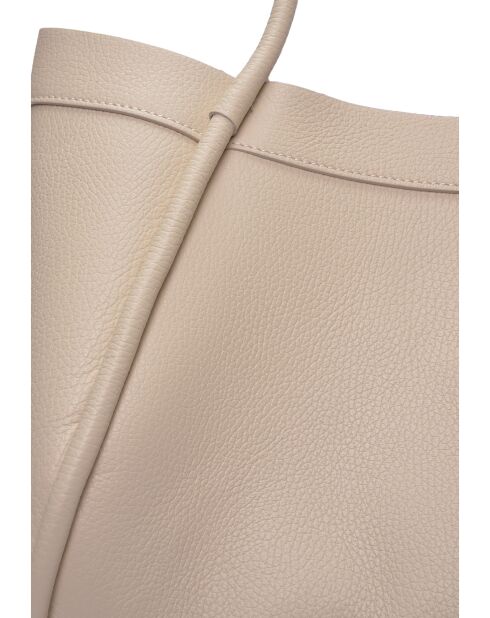 Sac bandoulière en cuir Victoria beige - 23x37.5x14 cm