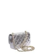 Amélie Schultertasche aus silberfarbenem Leder - 12x19,5x5 cm