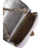 Amélie Schultertasche aus silberfarbenem Leder - 12x19,5x5 cm