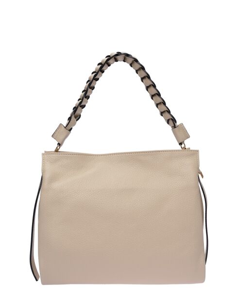 Sac bandoulière en cuir Maya beige - 26x30x10 cm