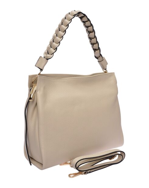 Sac bandoulière en cuir Maya beige - 26x30x10 cm