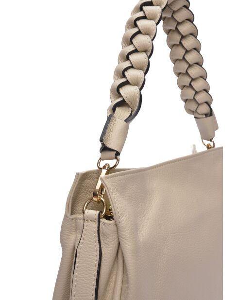 Sac bandoulière en cuir Maya beige - 26x30x10 cm