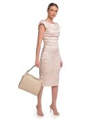 Sac bandoulière en cuir Maya beige - 26x30x10 cm