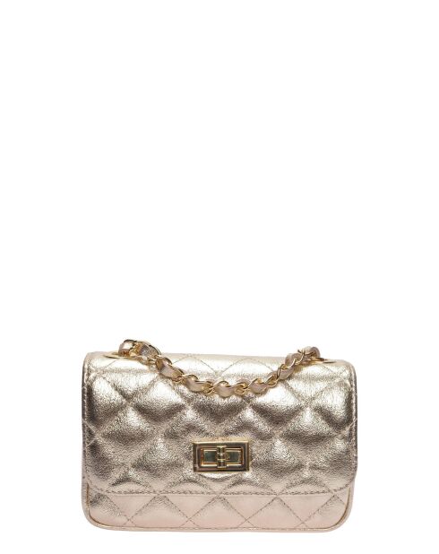 Bolso de hombro Lina de piel dorada - 12x19,5x5 cm