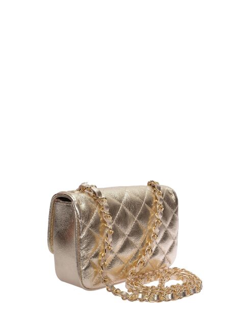 Bolso de hombro Lina de piel dorada - 12x19,5x5 cm