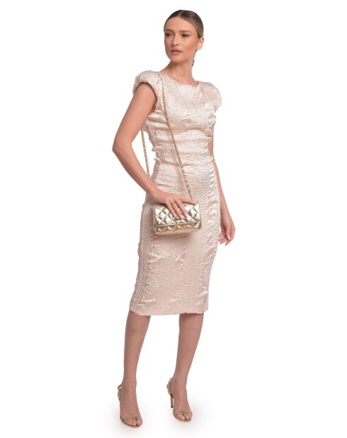 Bolso de hombro Lina de piel dorada - 12x19,5x5 cm