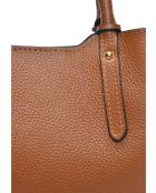 Bolso Rosalinda de piel coñac - 16,5x22x11 cm