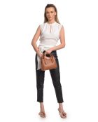 Bolso Rosalinda de piel coñac - 16,5x22x11 cm