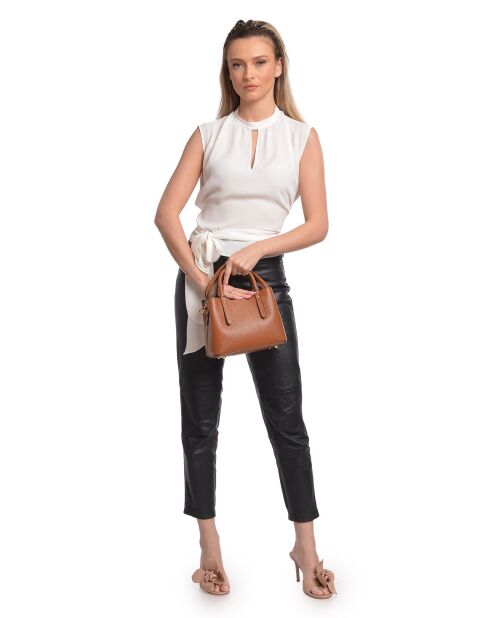 Bolso Rosalinda de piel coñac - 16,5x22x11 cm