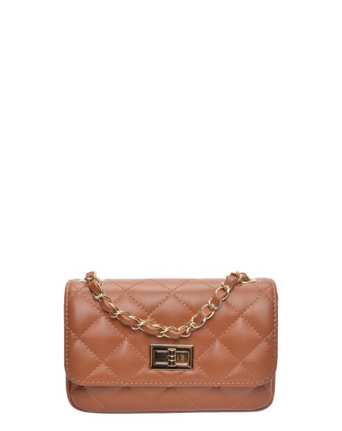 Elena cognac leren schoudertas - 12x19,5x5 cm