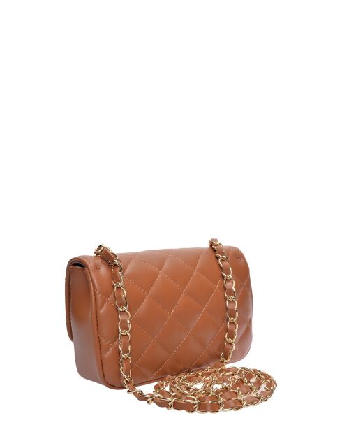 Elena cognac leren schoudertas - 12x19,5x5 cm