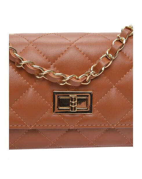 Elena cognac leren schoudertas - 12x19,5x5 cm