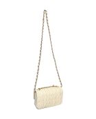 Elizabeth beigefarbene Schultertasche aus Leder - 12x20x5 cm