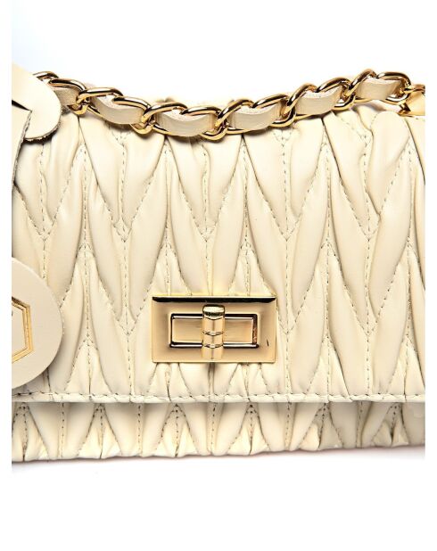 Elizabeth beigefarbene Schultertasche aus Leder - 12x20x5 cm