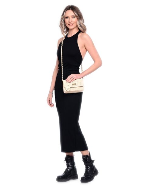 Elizabeth beigefarbene Schultertasche aus Leder - 12x20x5 cm