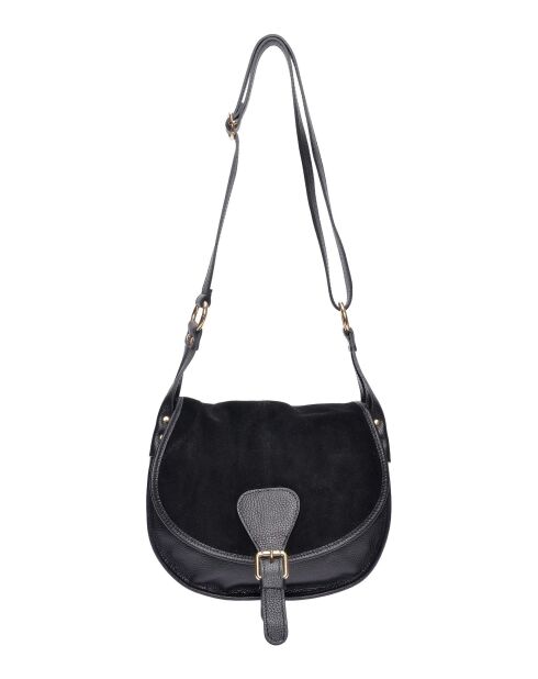 Bandolera Bianca de piel negra - 22x28x10 cm