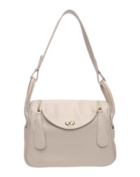 Beige leren handtas Tatiana - 17x26x12,5 cm