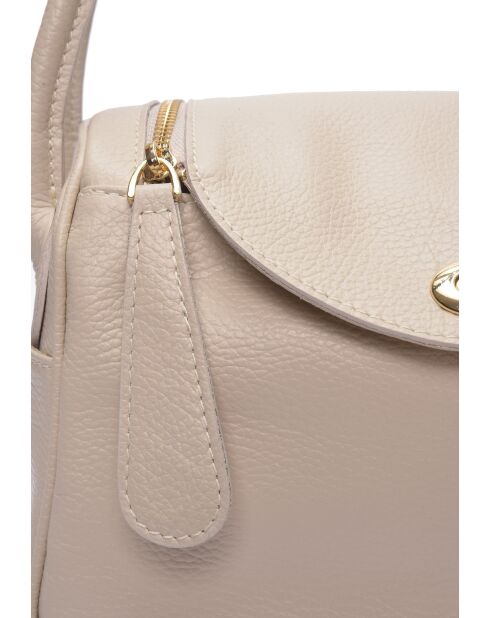 Beige leren handtas Tatiana - 17x26x12,5 cm
